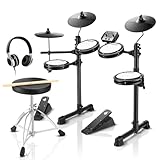 Donner DED-80 E-Drum-Set, E Schlagzeug leises Mesh Kit mit 180 Sounds, mit robusten Pedalen,...