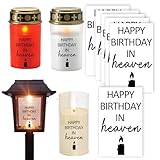 6 Stück,Grabkerzen-Aufkleber Set 'Happy Birthday in Heaven',Dekoratives Gedenklicht-Design mit...