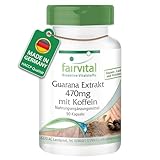 Fairvital | Guarana Extrakt 470mg mit Koffein - 90 Kapseln - für 3 Monate - qualitätsgeprüft und...