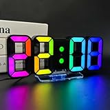 Seutgjie 3D LED Digitalwecker, Tischuhr/Wanduhr Digital Uhr 14 RGB Farbwechsel 12/24 Stunden 3...