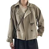 hnomrsk Kurzer Trenchcoat für Damen, bauchfreier zweireihiger Trenchcoat, stilvoller vielseitiger...