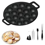YUGN Poffertjes Pfanne 24 cm – Gusseisen Donut Maker & Pancake Pfanne – Backform für 19...