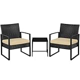 Yaheetech Balkonmöbel Set, Gartenmöbel-Set aus PE-Polyrattan Wetterfest inkl. 2 Stühle mit...