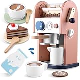 GAGAKU Kaffeemaschine Kinder Holz mit Sound 15 Teile Kinderküche Spielzeug mit Geräusch...