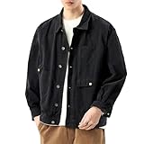 Herren Arbeitsjacke Loose Fit Vintage Revers Casual Denim Mantel Frühling Herbst Trucker Jacke...