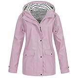 Cvanxluy Regenjacke Damen Sommer Leicht Jacke Wandern Elegant Mantel Trenchcoat Faltbar Kapuze...