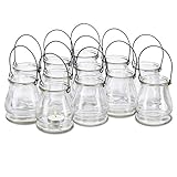 Relaxdays Windlicht aus Glas, 12er Set, runde Glasvase mit Henkel, Tischdeko für Drinnen u....
