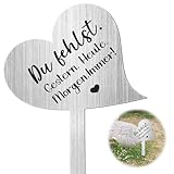 Herz Grabstecker Edelstahl Grabschmuck mit Spruch Du Fehlst. Gestern. Heute. Morgen. Immer!...
