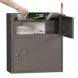 WeHere Wandbriefkasten für den Außenbereich, verzinkter Stahl, rostfrei, großer Briefkasten,...