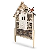 Wildlife Friend Insektenhotel XXL Stehend - Bienenhotel mit Standfuß 76 cm, Metalldach - Groß...