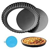 ztowoto Quicheform 20cm,Tarteform Mit Hebeboden,FöRmchen Abnehmbare Tartelette Basis,Sicherheit...