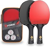 Tischtennis Set, 2 Tischtennisschläger Profi, 3 Tischtennis Bälle und Tragetasche, Ping Pang Set...