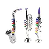 Mahnoor 3 StüCke Kinder Musikinstrumente Spielzeug Klarinette, Saxophon, Trompete, Blas- und...
