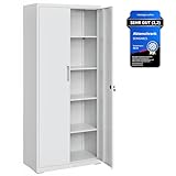 SONGMICS Aktenschrank, Mehrzweckschrank, Stahl-Aufbewahrungsschrank, 5 Ebenen, Doppeltüren,...