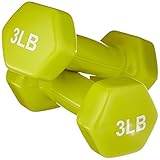 Amazon Basics – Kurzhanteln mit Vinylbeschichtung, 3 lbs (1,4 kg), Gelbgrün, 2 Stück, Zitrone