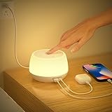 Nachttischlampe mit Ladefunktion USB C 20W Fast Charger, LED Nachttischlampe Touch Dimmbar mit RGB...