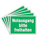 5 Stück Notausgang freihalten Aufkleber A4 Sticker 21 x 29,7 cm Rettungswegschild mit UV Schutz...