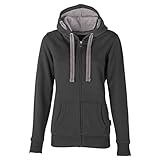 HRM Damen Hooded Jacket, dunkelgrau, Gr. M I Premium Kapuzenjacke Damen mit Kontrast-Innenfutter I...