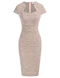 GRACE KARIN Damen 50er Jahre Vintage Bleistiftkleid Flügelärmel Wackelkleid CL7597, Tweed-pink,...
