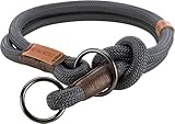 TRIXIE Zug-Stopp Hundehalsband BE NORDIC L-XL dunkelgrau / braun – bequemes Hundehalsband für...