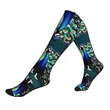 Sport-Kompressionssocken mit schönem Pfauenmuster, Damen-Laufsocken, Fußballsocken,...