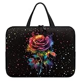 Treer Laptoptasche 10-17 Zoll, Rosenmuster Handtasche Damen Herren, Laptop Tasche mit...