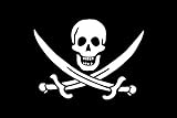 TrendClub100® Fahne Flagge „Pirat Piraten Jolly Roger, Jack Rackham“ - 150x90 cm / 90x150cm