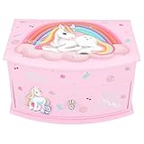 Depesche 13203 Ylvi - Kleines Schmuckkästchen in Pink, mit Einhorn Motiv und Muster, Schmuckbox mit...
