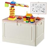 BOSEDSANG Faltbare Aufbewahrungsbox mit großem Baudeckel für Duplo Blöcke, 28 l,...