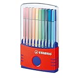 Premium-Filzstift - STABILO Pen 68 ColorParade - 20er Tischset in rot/blau - mit 20 verschiedenen...