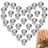 30 Stück Silber Kerzenhalter für Stabkerzen,Kerzentüllen aus Metall,Klein Kerzeneinsatz...
