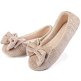 ULTRAIDEAS Damen Ballerina Hausschuhe mit eleganter Schleife und Memory Foam, gemütliche leichte...