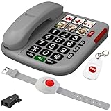 simvalley Communications Desktop-Telefon: Senioren-Notruf-Telefon, Funk-SOS-Taster, SOS-Armband,...