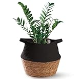 Praknu Deko Blumentopf Übertopf - Seegras Geflochten mit Baumwolle Ø 23cm - Pflanzkorb Boho...