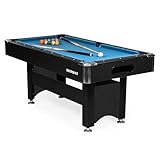 Buckshot Billardtisch 6ft Winner Schwarz - 183x90x79 cm - 6 Fuß Pool Billard - Kugelrücklauf -...