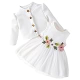 Yoolhamy Kleinkind Baby Mädchen Kleid und Strickjacke Set Langarm Baumwolle Prinzessin Tutu Kleider...