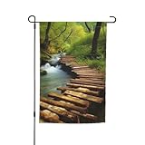 Holzflagge für Brücke, Bachlauf, Wasserflagge, 30,5 x 45,7 cm, doppelseitige Gartenflagge,...