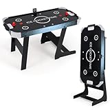 COSTWAY Airhockey Tisch klappbar, Air Hockey Spieltisch elektrisch mit LED-Anzeige & 12V-Motor,...