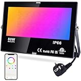 DUSKTEC LED Strahler Außen RGB, Außenstrahler Bunt 80W Smart, Flutlicht Dimmbar Warmweiß Innen,...