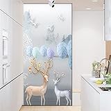 KEKUYA Blickdicht Sichtschutzfolie, Statische 3D Fenster Dekorfolie Milchglasfolie...