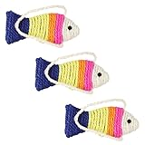 TOGEVAL 3 Stück Katzenkratzbrett aus Sisal Fischform mit Aufhängung Kleines Katzenspielzeug zum...