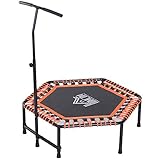 HOMCOM Fitness-Trampolin, Trampolin, Gartentrampolin für Joga, Stahl+PP+Eva, Schwarz+Orange, 121,92...