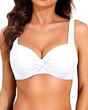 Damen-Bikinioberteil mit Bügel – Push-Up-Badeanzug mit gepolstertem BH, Weiss/opulenter Garten,...