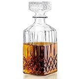 Krollmann Whiskey Karaffe - 0,8 Liter Glaskaraffe in Kristall Flaschen Optik Whiskykaraffe zum...