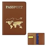 FuninCrea Reisepass Halter, PU Leder Reisepass Abdeckung Reise Geldbörse mit Mehreren Slots,...