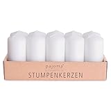 pajoma® Stumpenkerzen Weiß - 10 Stück | Ø 4 x 9 cm | Brenndauer: ca. 9 Stunden | Hochwertiges...