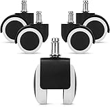 5x Hartbodenroller 11/50mm - auch für Weichboden - gummiert - 360° Bürostuhl Rollen Ersatzrollen...