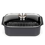 GSW Rechteckbräter Gourmet mit Aroma-Glasdeckel und Grilleinsatz, Aluguss, Induktionsfähig,...