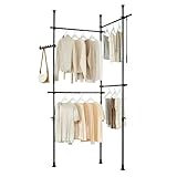 SoBuy Teleskop Kleiderständer, robuster Kleiderstange, verstellbarer offener Kleiderschrank für...