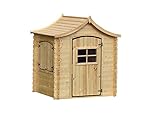 Timbela Kinderspielhaus aus Holz - Spielhaus im Freien für Kinder - B112xL146xH152 cm/1,1m2...